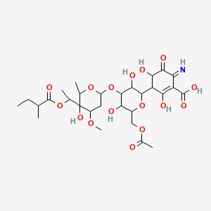 3-[6-(Acetyloxymethyl)-3,5-dihydroxy-4-[5-hydroxy-4-methoxy-6-methyl-5-[1-(2-methylbutanoyloxy)ethyl]oxan-2-yl]oxyoxan-2-yl]-2,4-dihydroxy-6-imino-5-oxocyclohexene-1-carboxylic acid