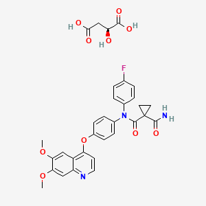 molecular formula C32H30FN3O10 B14762186 1-N-[4-(6,7-dimethoxyquinolin-4-yl)oxyphenyl]-1-N'-(4-fluorophenyl)cyclopropane-1,1-dicarboxamide,(2S)-2-hydroxybutanedioic acid 