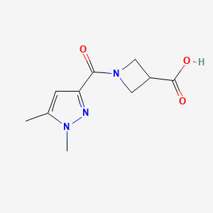 molecular formula C10H13N3O3 B1476292 1-(1,5-dimethyl-1H-pyrazole-3-carbonyl)azetidine-3-carboxylic acid CAS No. 1694995-21-5