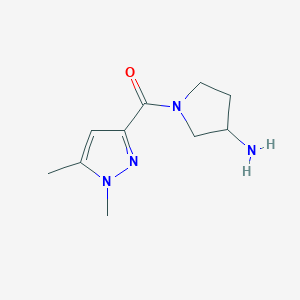 molecular formula C10H16N4O B1476310 (3-aminopyrrolidin-1-yl)(1,5-dimethyl-1H-pyrazol-3-yl)methanone CAS No. 1701561-09-2