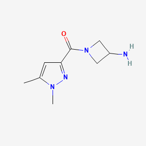 molecular formula C9H14N4O B1476340 (3-aminoazetidin-1-yl)(1,5-dimethyl-1H-pyrazol-3-yl)methanone CAS No. 1702639-18-6