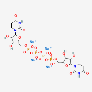 molecular formula C18H26N4Na4O23P4 B14763565 Tetrasodium;[[5-(2,4-dioxo-1,3-diazinan-1-yl)-3,4-dihydroxyoxolan-2-yl]methoxy-oxidophosphoryl] [[[5-(2,4-dioxo-1,3-diazinan-1-yl)-3,4-dihydroxyoxolan-2-yl]methoxy-oxidophosphoryl]oxy-oxidophosphoryl] phosphate 