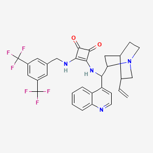 molecular formula C32H28F6N4O2 B14763638 3-[[[3,5-Bis(trifluoromethyl)phenyl]methyl]amino]-4-[(8alpha,9S)-cinchonan-9-ylamino]-3-cyclobutene-1,2-dione 