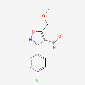 molecular formula C12H10ClNO3 B14763679 3-(4-Chlorophenyl)-5-(methoxymethyl)-1,2-oxazole-4-carbaldehyde CAS No. 914287-54-0