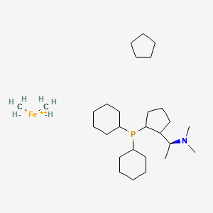 molecular formula C28H56FeNP B14763779 (R)-1-(Dicyclohexylphosphino)-2-[(S)-1-(dimethylamino)ethyl]ferrocene 