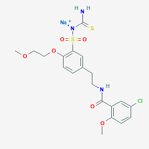 Sodium;carbamothioyl-[5-[2-[(5-chloro-2-methoxybenzoyl)amino]ethyl]-2-(2-methoxyethoxy)phenyl]sulfonylazanide