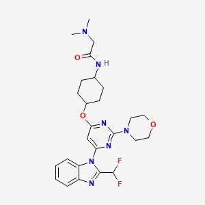 N-[4-[6-[2-(difluoromethyl)benzimidazol-1-yl]-2-morpholin-4-ylpyrimidin-4-yl]oxycyclohexyl]-2-(dimethylamino)acetamide