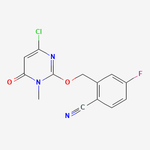 molecular formula C13H9ClFN3O2 B14763997 2-[(4-Chloro-1-methyl-6-oxopyrimidin-2-yl)oxymethyl]-4-fluorobenzonitrile 