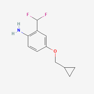 molecular formula C11H13F2NO B14764170 4-(Cyclopropylmethoxy)-2-(difluoromethyl)aniline 