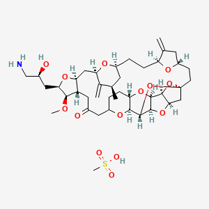 molecular formula C41H63NO14S B14764284 (1S,3S,6S,9S,12S,14R,16R,18S,20R,21R,22S,29S,31R,32S,33R,35R,36S)-20-[(2S)-3-amino-2-hydroxypropyl]-21-methoxy-14-methyl-8,15-dimethylidene-2,19,30,34,37,39,40,41-octaoxanonacyclo[24.9.2.13,32.13,33.16,9.112,16.018,22.029,36.031,35]hentetracontan-24-one;methanesulfonic acid 