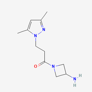 molecular formula C11H18N4O B1476431 1-(3-氨基氮杂环丁烷-1-基)-3-(3,5-二甲基-1H-吡唑-1-基)丙烷-1-酮 CAS No. 2098123-48-7