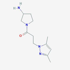 molecular formula C12H20N4O B1476439 1-(3-氨基吡咯烷-1-基)-3-(3,5-二甲基-1H-吡唑-1-基)丙烷-1-酮 CAS No. 1594266-80-4