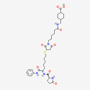 molecular formula C36H51N5O8S B14764512 4-[[6-[3-[(6S)-7-anilino-7-oxo-6-[[(2R)-5-oxopyrrolidine-2-carbonyl]amino]heptyl]sulfanyl-2,5-dioxopyrrolidin-1-yl]hexanoylamino]methyl]cyclohexane-1-carboxylic acid 