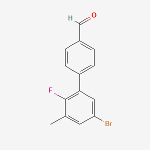 molecular formula C14H10BrFO B14764595 5'-Bromo-2'-fluoro-3'-methyl-[1,1'-biphenyl]-4-carbaldehyde 