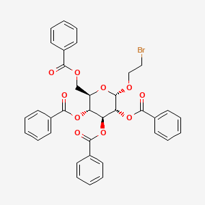 molecular formula C36H31BrO10 B14764600 (2R,3R,4S,5R,6S)-2-((benzoyloxy)methyl)-6-(2-bromoethoxy)tetrahydro-2H-pyran-3,4,5-triyl tribenzoate 