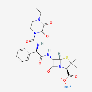 sodium (2R,5S,6S)-6-[[(2R)-2-[[4-ethyl-2,3-bis(oxidanylidene)piperazin-1-yl]carbonylamino]-2-phenyl-ethanoyl]amino]-3,3-dimethyl-7-oxidanylidene-4-thia-1-azabicyclo[3.2.0]heptane-2-carboxylate