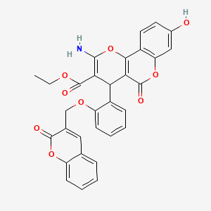 ethyl 2-amino-8-hydroxy-5-oxo-4-[2-[(2-oxochromen-3-yl)methoxy]phenyl]-4H-pyrano[3,2-c]chromene-3-carboxylate