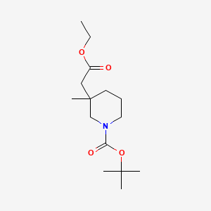 molecular formula C15H27NO4 B14767814 tert-Butyl 3-(2-ethoxy-2-oxoethyl)-3-methylpiperidine-1-carboxylate 