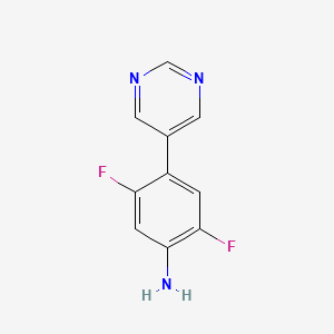 molecular formula C10H7F2N3 B14767819 2,5-Difluoro-4-(pyrimidin-5-yl)aniline 