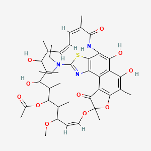 molecular formula C42H55N3O11S B14767893 [(9Z,19Z,21Z)-28-(diethylamino)-2,15,17,32-tetrahydroxy-11-methoxy-3,7,12,14,16,18,22-heptamethyl-6,23-dioxo-8,33-dioxa-27-thia-24,29-diazapentacyclo[23.6.1.14,7.05,31.026,30]tritriaconta-1(31),2,4,9,19,21,25(32),26(30),28-nonaen-13-yl] acetate 