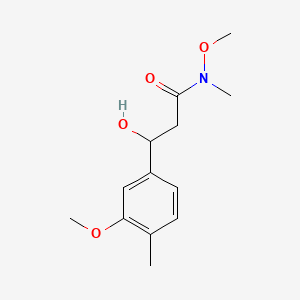 molecular formula C13H19NO4 B14767907 3-Hydroxy-N-methoxy-3-(3-methoxy-4-methylphenyl)-N-methylpropanamide 