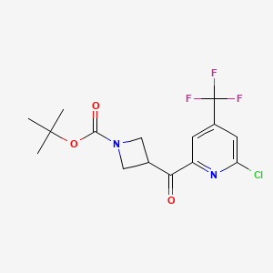 molecular formula C15H16ClF3N2O3 B14767923 tert-Butyl 3-(6-chloro-4-(trifluoromethyl)picolinoyl)azetidine-1-carboxylate 