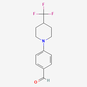 molecular formula C13H14F3NO B14768140 4-(4-(Trifluoromethyl)piperidin-1-yl)benzaldehyde 