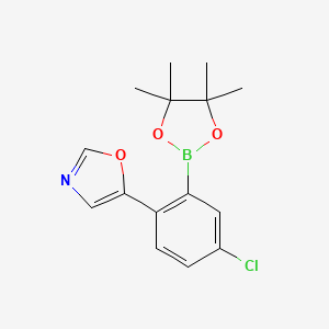 molecular formula C15H17BClNO3 B14768166 5-(4-Chloro-2-(4,4,5,5-tetramethyl-1,3,2-dioxaborolan-2-yl)phenyl)oxazole 