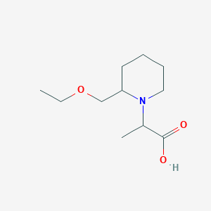 molecular formula C11H21NO3 B1476833 1-(2-エトキシメチル)ピペリジン-2-イルプロパン酸 CAS No. 2003997-57-5