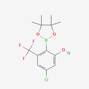 molecular formula C13H15BClF3O3 B14768378 5-Chloro-2-(4,4,5,5-tetramethyl-1,3,2-dioxaborolan-2-yl)-3-(trifluoromethyl)phenol 