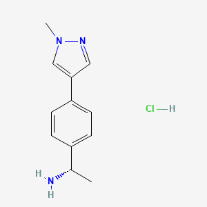 molecular formula C12H16ClN3 B14768404 (S)-1-(4-(1-Methyl-1H-pyrazol-4-yl)phenyl)ethanamine hydrochloride 