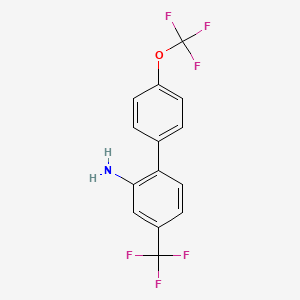 molecular formula C14H9F6NO B14768659 2-Amino-4'-(trifluoromethoxy)-4-(trifluoromethyl)biphenyl 