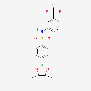 molecular formula C19H21BF3NO4S B14768668 4-(4,4,5,5-Tetramethyl-1,3,2-dioxaborolan-2-yl)-N-(3-(trifluoromethyl)phenyl)benzenesulfonamide 