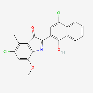 molecular formula C20H13Cl2NO3 B14768670 5-Chloro-2-(4-chloro-1-hydroxynaphthalen-2-yl)-7-methoxy-4-methylindol-3-one CAS No. 6424-71-1