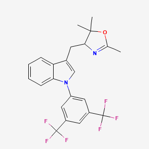 molecular formula C23H20F6N2O B14768701 (S)-4-((1-(3,5-Bis(trifluoromethyl)phenyl)-1H-indol-3-yl)methyl)-2,5,5-trimethyl-4,5-dihydrooxazole 