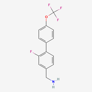 molecular formula C14H11F4NO B14768733 C-(2-Fluoro-4'-(trifluoromethoxy)biphenyl-4-yl)-methylamine 