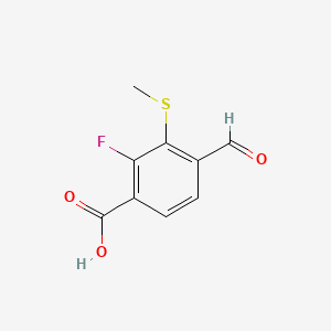 molecular formula C9H7FO3S B14768791 2-Fluoro-4-formyl-3-(methylthio)benzoic acid 