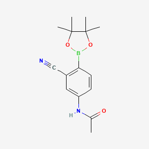 molecular formula C15H19BN2O3 B14768898 N-[3-cyano-4-(4,4,5,5-tetramethyl-1,3,2-dioxaborolan-2-yl)phenyl]acetamide 