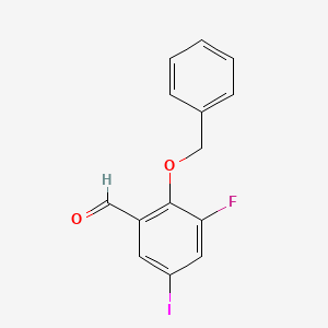 molecular formula C14H10FIO2 B14768910 2-(Benzyloxy)-3-fluoro-5-iodobenzaldehyde 