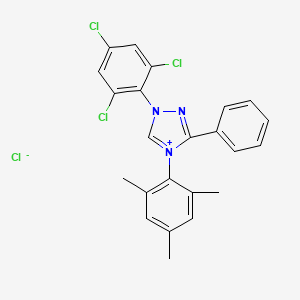 molecular formula C23H19Cl4N3 B14769061 3-Phenyl-1-(2,4,6-trichlorophenyl)-4-(2,4,6-trimethylphenyl)-1,2,4-triazol-4-ium;chloride 