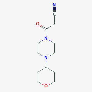 molecular formula C12H19N3O2 B1476926 3-oxo-3-(4-(tetrahydro-2H-pyran-4-yl)piperazin-1-yl)propanenitrile CAS No. 2098014-72-1