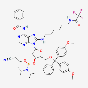 N-[9-[(2R,4S,5R)-5-[[bis(4-methoxyphenyl)-phenylmethoxy]methyl]-4-[2-cyanoethoxy-[di(propan-2-yl)amino]phosphanyl]oxyoxolan-2-yl]-8-[6-[(2,2,2-trifluoroacetyl)amino]hexylamino]purin-6-yl]benzamide