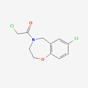 molecular formula C11H11Cl2NO2 B1476953 2-氯-1-(7-氯-2,3-二氢苯并[f][1,4]噁唑啉-4(5H)-基)乙酮 CAS No. 2092104-23-7