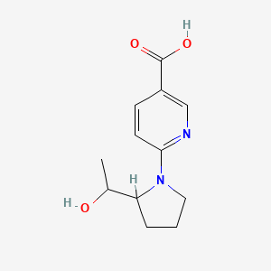 molecular formula C12H16N2O3 B1476996 6-(2-(1-Hydroxyethyl)pyrrolidin-1-yl)nicotinic acid CAS No. 2098080-44-3