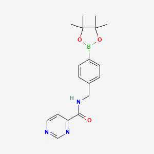 N-[[4-(4,4,5,5-tetramethyl-1,3,2-dioxaborolan-2-yl)phenyl]methyl]pyrimidine-4-carboxamide