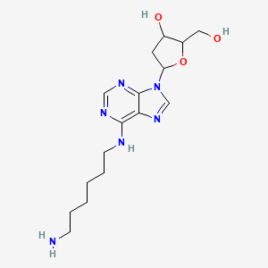 molecular formula C16H26N6O3 B14770339 (2R,3S,5R)-5-{6-[(6-aminohexyl)amino]-9H-purin-9-yl}-2-(hydroxymethyl)oxolan-3-ol 