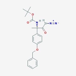 molecular formula C22H25N3O4 B14770371 (S)-tert-Butyl (2-(4-(benzyloxy)phenyl)-4-diazo-3-oxobutan-2-yl)carbamate 