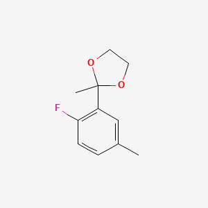 molecular formula C11H13FO2 B14770382 2-(2-Fluoro-5-methylphenyl)-2-methyl-1,3-dioxolane 