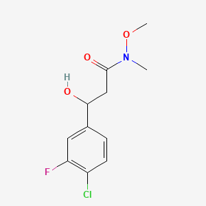 molecular formula C11H13ClFNO3 B14770393 3-(4-Chloro-3-fluorophenyl)-3-hydroxy-N-methoxy-N-methylpropanamide 