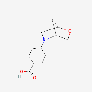 molecular formula C12H19NO3 B1477087 4-(2-Oxa-5-azabicyclo[2.2.1]heptan-5-yl)cyclohexane-1-carboxylic acid CAS No. 2097993-21-8